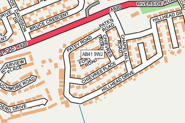 AB41 9WJ map - OS OpenMap – Local (Ordnance Survey)