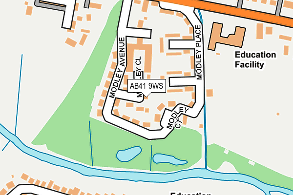 AB41 9WS map - OS OpenMap – Local (Ordnance Survey)