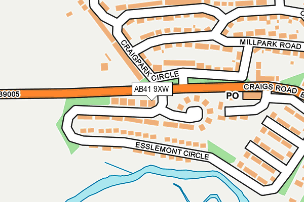 AB41 9XW map - OS OpenMap – Local (Ordnance Survey)
