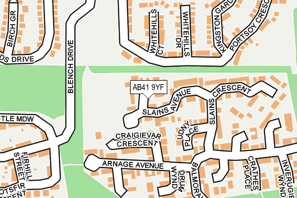AB41 9YF map - OS OpenMap – Local (Ordnance Survey)
