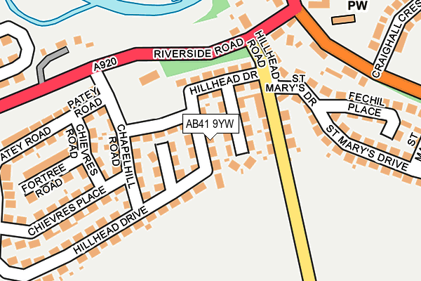 AB41 9YW map - OS OpenMap – Local (Ordnance Survey)