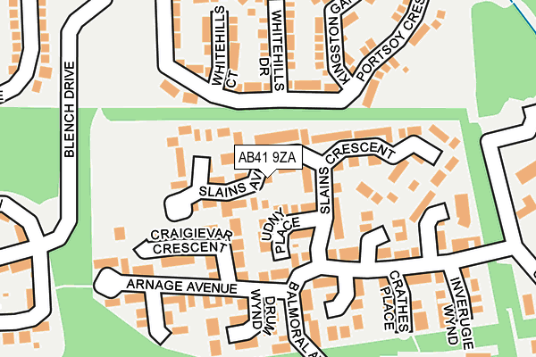 AB41 9ZA map - OS OpenMap – Local (Ordnance Survey)