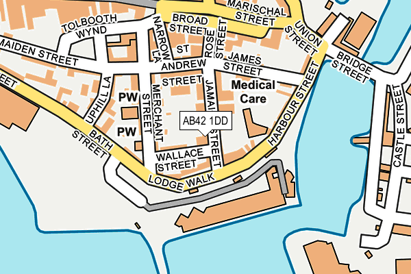 AB42 1DD map - OS OpenMap – Local (Ordnance Survey)