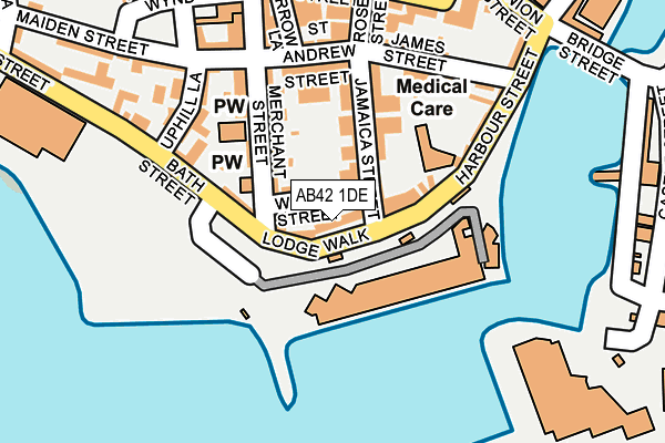 AB42 1DE map - OS OpenMap – Local (Ordnance Survey)