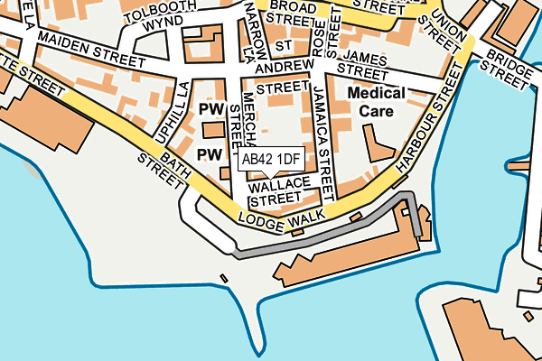 AB42 1DF map - OS OpenMap – Local (Ordnance Survey)