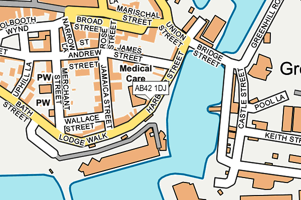 AB42 1DJ map - OS OpenMap – Local (Ordnance Survey)