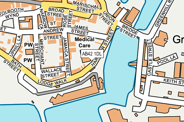 AB42 1DL map - OS OpenMap – Local (Ordnance Survey)
