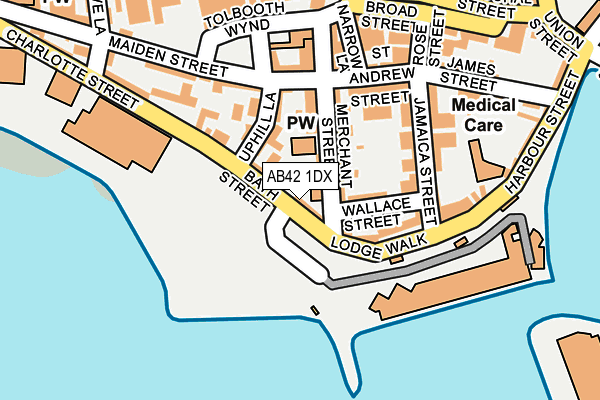 AB42 1DX map - OS OpenMap – Local (Ordnance Survey)