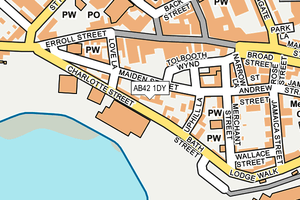 AB42 1DY map - OS OpenMap – Local (Ordnance Survey)
