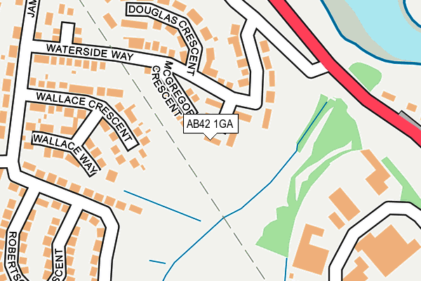 AB42 1GA map - OS OpenMap – Local (Ordnance Survey)