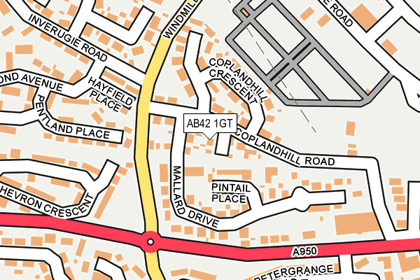 AB42 1GT map - OS OpenMap – Local (Ordnance Survey)