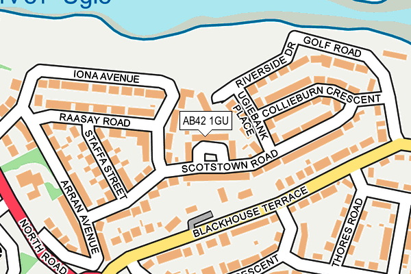 AB42 1GU map - OS OpenMap – Local (Ordnance Survey)