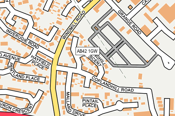 AB42 1GW map - OS OpenMap – Local (Ordnance Survey)