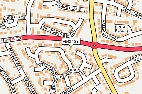 AB42 1GY map - OS OpenMap – Local (Ordnance Survey)