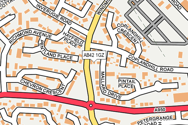 AB42 1GZ map - OS OpenMap – Local (Ordnance Survey)