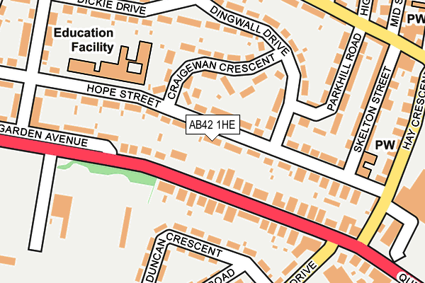 AB42 1HE map - OS OpenMap – Local (Ordnance Survey)
