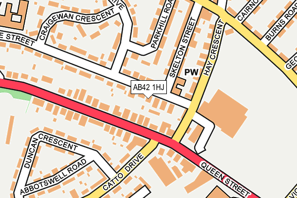 AB42 1HJ map - OS OpenMap – Local (Ordnance Survey)