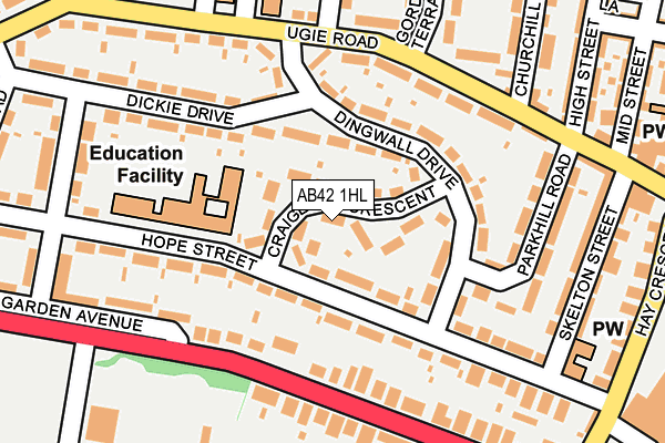AB42 1HL map - OS OpenMap – Local (Ordnance Survey)