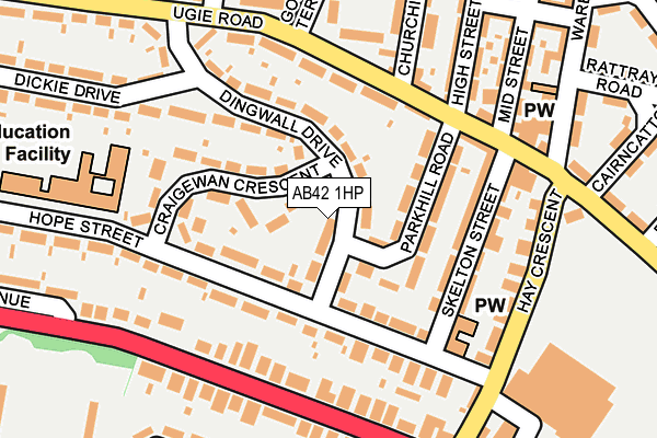 AB42 1HP map - OS OpenMap – Local (Ordnance Survey)