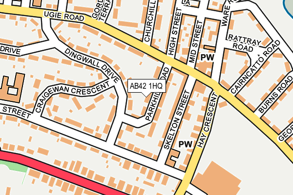 AB42 1HQ map - OS OpenMap – Local (Ordnance Survey)