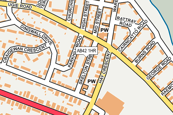 AB42 1HR map - OS OpenMap – Local (Ordnance Survey)