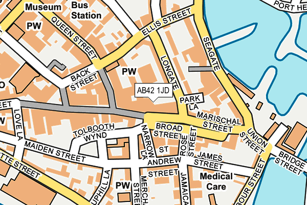 AB42 1JD map - OS OpenMap – Local (Ordnance Survey)