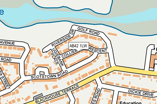 AB42 1LW map - OS OpenMap – Local (Ordnance Survey)