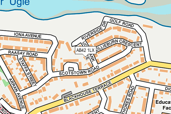 AB42 1LX map - OS OpenMap – Local (Ordnance Survey)