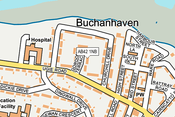 AB42 1NB map - OS OpenMap – Local (Ordnance Survey)