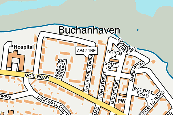 AB42 1NE map - OS OpenMap – Local (Ordnance Survey)