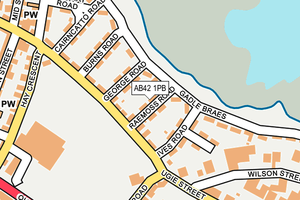 AB42 1PB map - OS OpenMap – Local (Ordnance Survey)