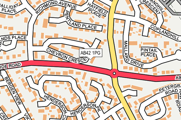 AB42 1PG map - OS OpenMap – Local (Ordnance Survey)