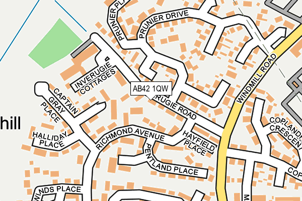AB42 1QW map - OS OpenMap – Local (Ordnance Survey)