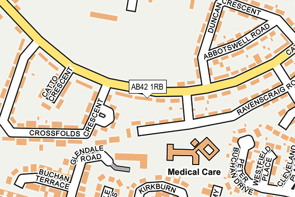 AB42 1RB map - OS OpenMap – Local (Ordnance Survey)