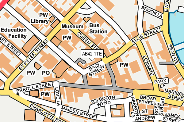 AB42 1TE map - OS OpenMap – Local (Ordnance Survey)