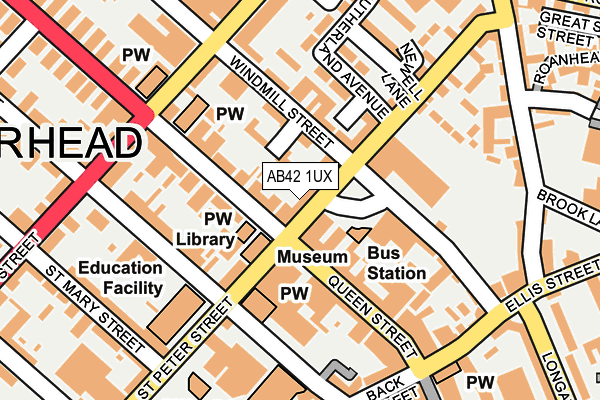 AB42 1UX map - OS OpenMap – Local (Ordnance Survey)