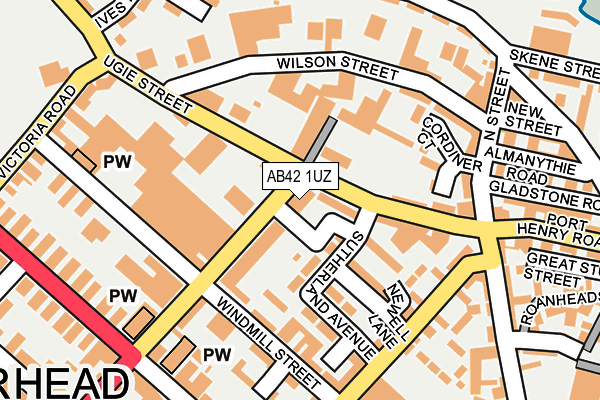 AB42 1UZ map - OS OpenMap – Local (Ordnance Survey)