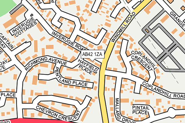 AB42 1ZA map - OS OpenMap – Local (Ordnance Survey)