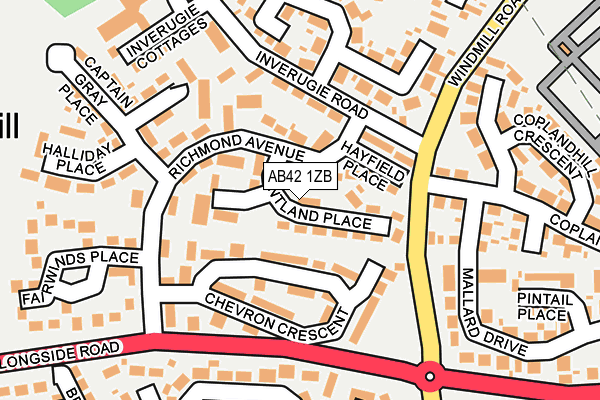AB42 1ZB map - OS OpenMap – Local (Ordnance Survey)
