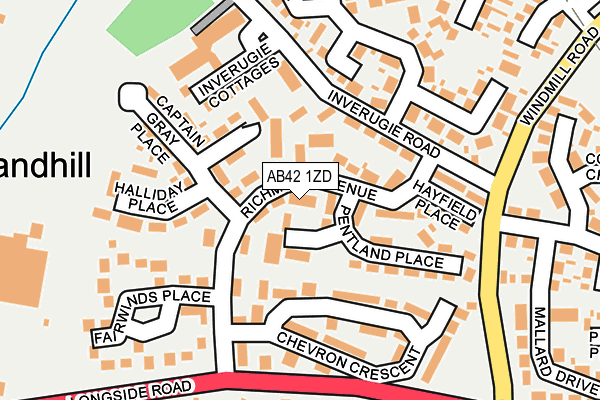 AB42 1ZD map - OS OpenMap – Local (Ordnance Survey)