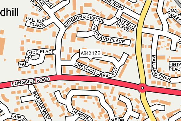 AB42 1ZE map - OS OpenMap – Local (Ordnance Survey)