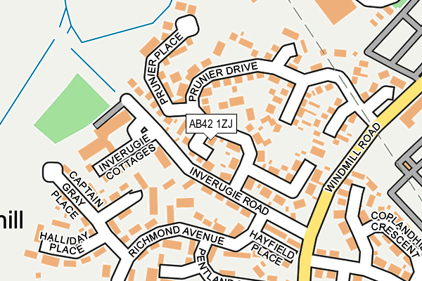 AB42 1ZJ map - OS OpenMap – Local (Ordnance Survey)