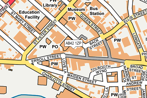 AB42 1ZP map - OS OpenMap – Local (Ordnance Survey)