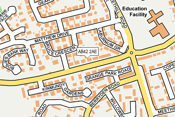 AB42 2AE map - OS OpenMap – Local (Ordnance Survey)