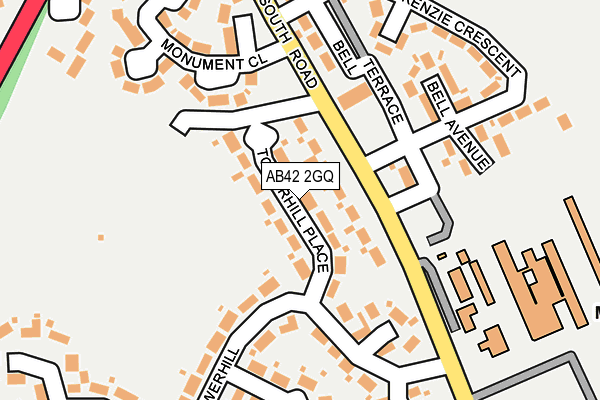 AB42 2GQ map - OS OpenMap – Local (Ordnance Survey)