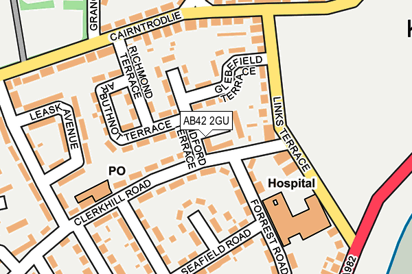 AB42 2GU map - OS OpenMap – Local (Ordnance Survey)
