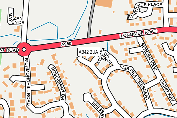 AB42 2UA map - OS OpenMap – Local (Ordnance Survey)