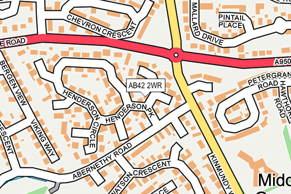 AB42 2WR map - OS OpenMap – Local (Ordnance Survey)