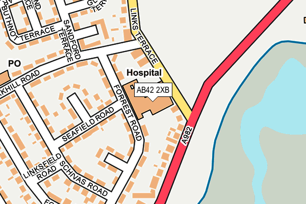 AB42 2XB map - OS OpenMap – Local (Ordnance Survey)