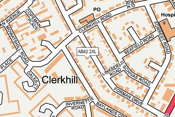 AB42 2XL map - OS OpenMap – Local (Ordnance Survey)